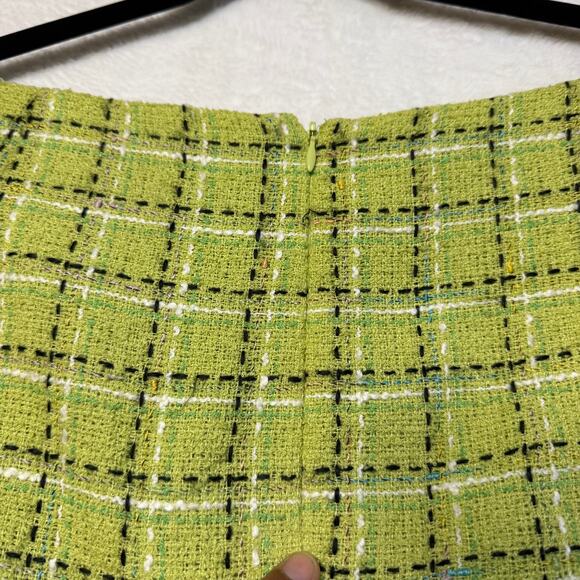 VTG Requirements 14 Green Plaid Tweed Miniskirt Y2K Mod Preppy Office Clueless - Picture 5 of 8